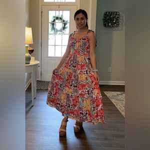 NWT- Self Tie Shoulder Strap Italian Silk Dress